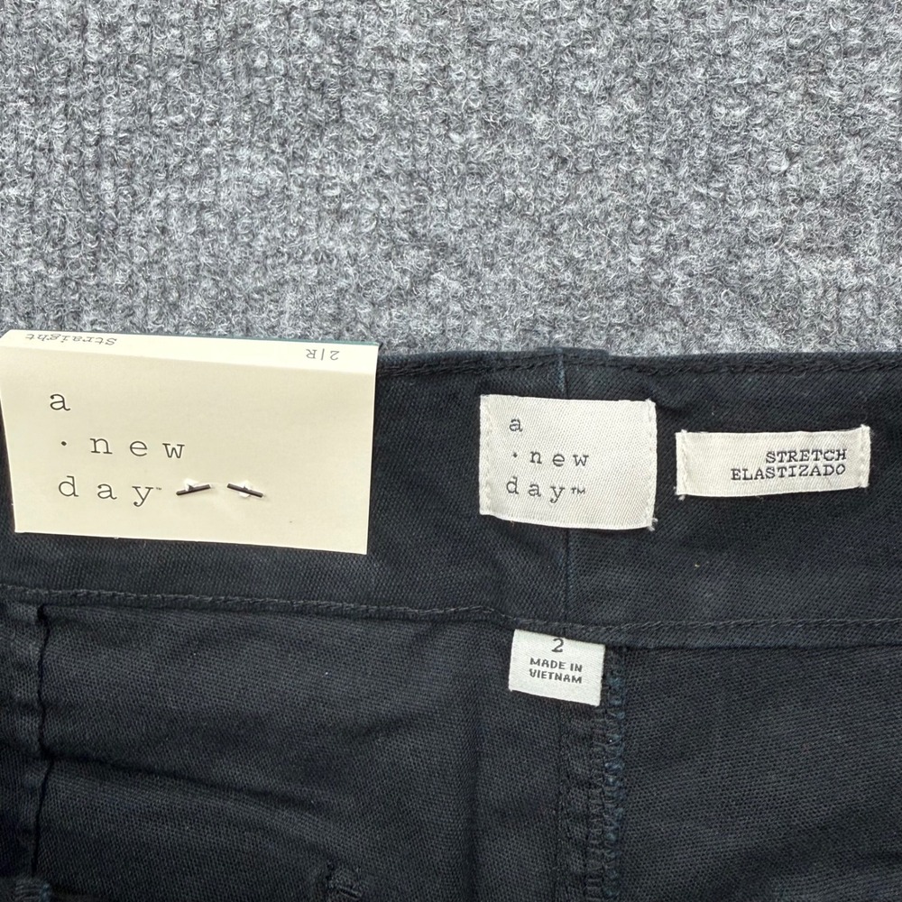 A New Day Womens High Rise Straight Leg Stretch Trousers Black Size 2 Regular - Picture 10 of 12